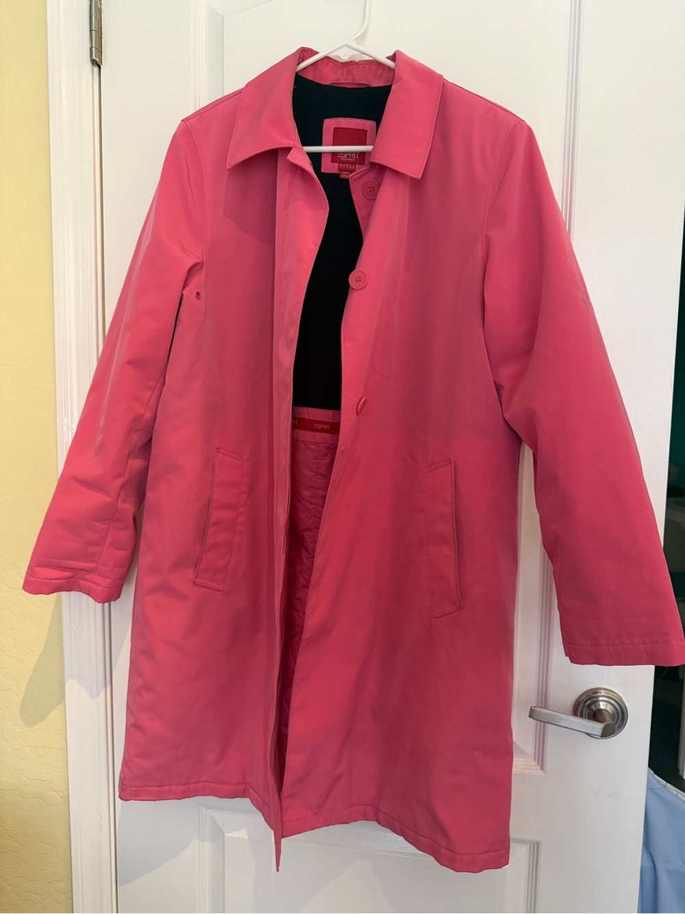 Vintage Y2K Esprit Hot Pink Fleece-Lined Raincoat Size Large